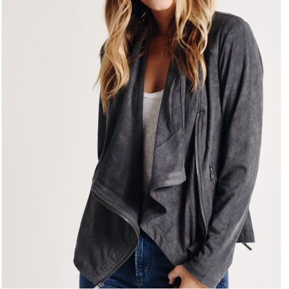 CUPCAKES AND CASHMERE Holt Lace-Up Faux Suede Moto Jacket - Picture 2 of 13